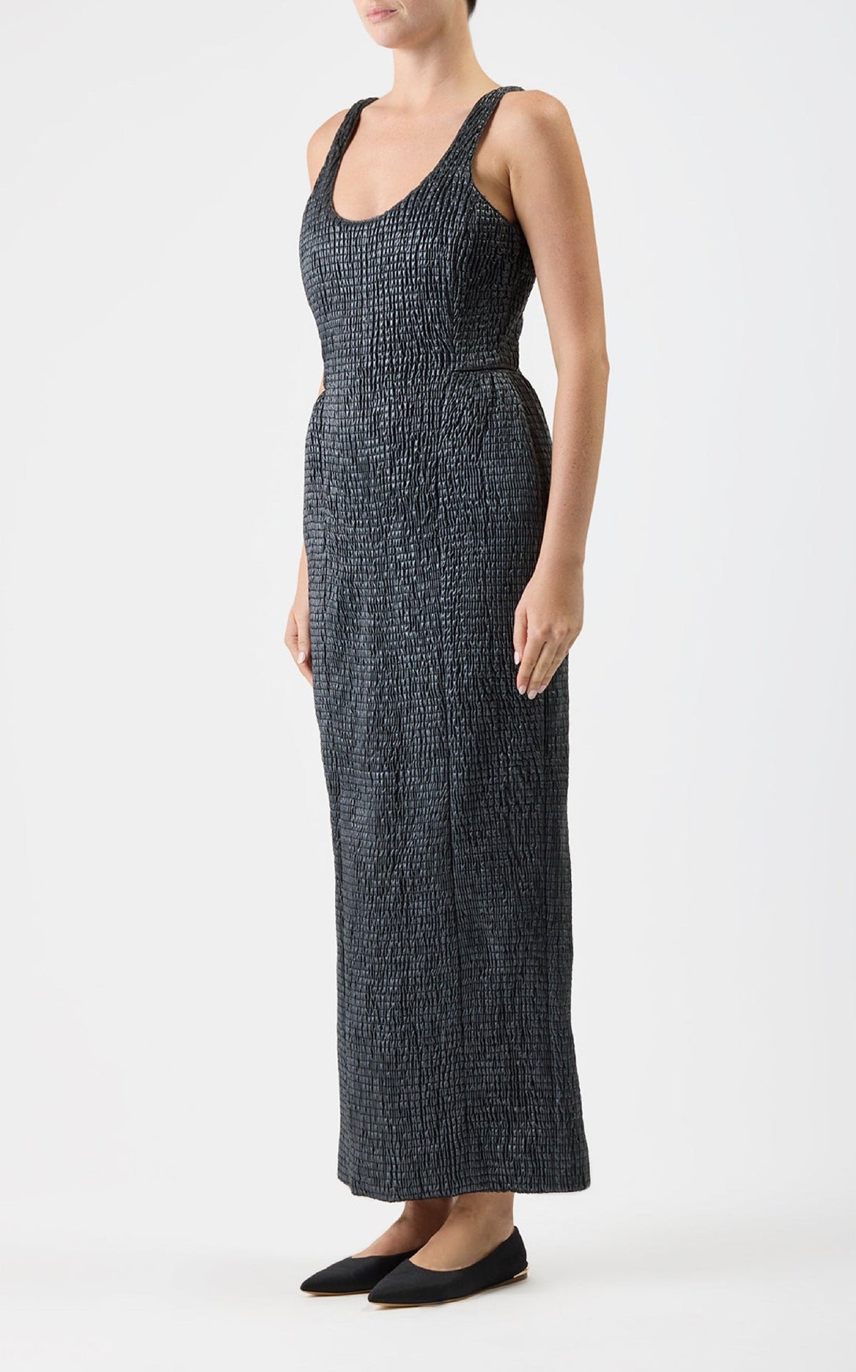 Girard Dress en noir lin d’aloès popeline de chemise