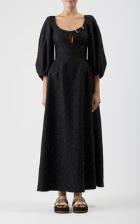 Madyn Dress en noir sequin laine drap de costume