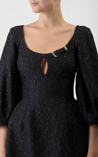 Madyn Dress en noir sequin laine drap de costume