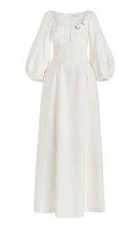 Madyn Dress en ivoire sequin laine drap de costume