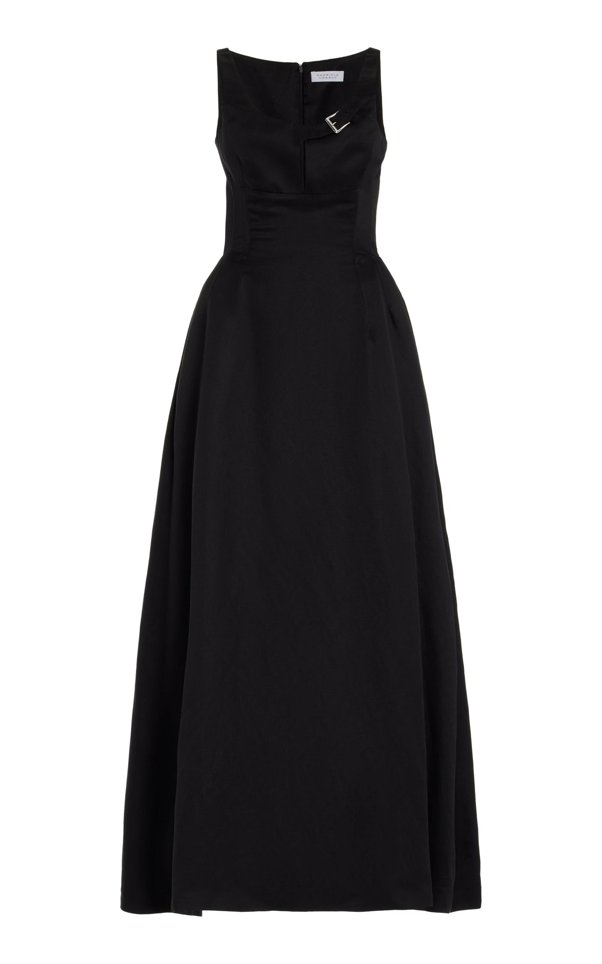 Sven Dress en noir soie lin satin