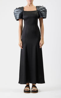Duchess Dress en noir heavy double satin