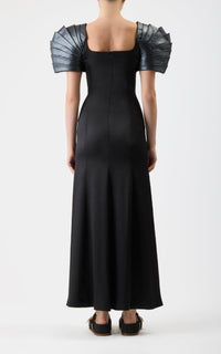 Duchess Dress en noir heavy double satin