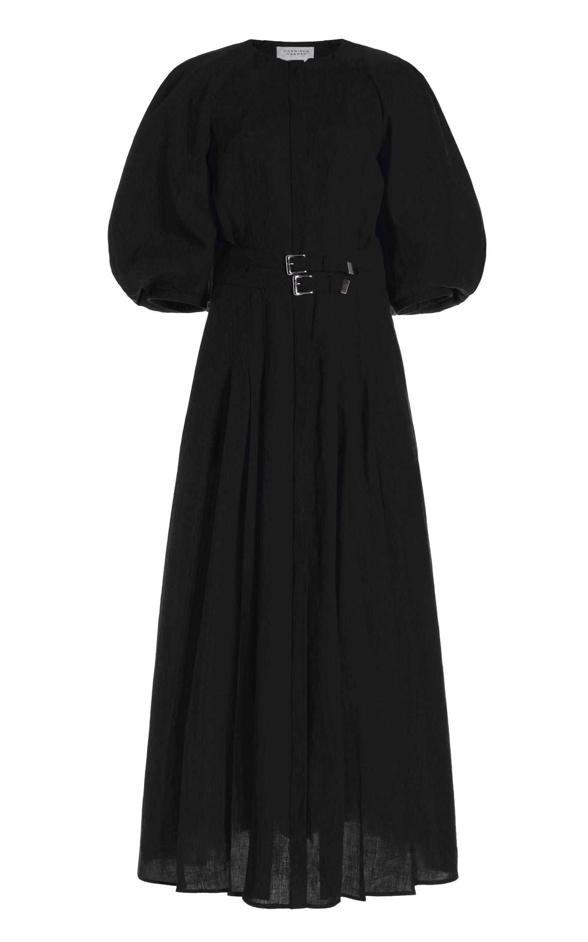 Elea Dress en noir lin d’aloès popeline de chemise