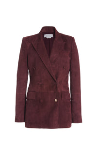 Gavin blazer jacket in leather - Deep Bordeaux