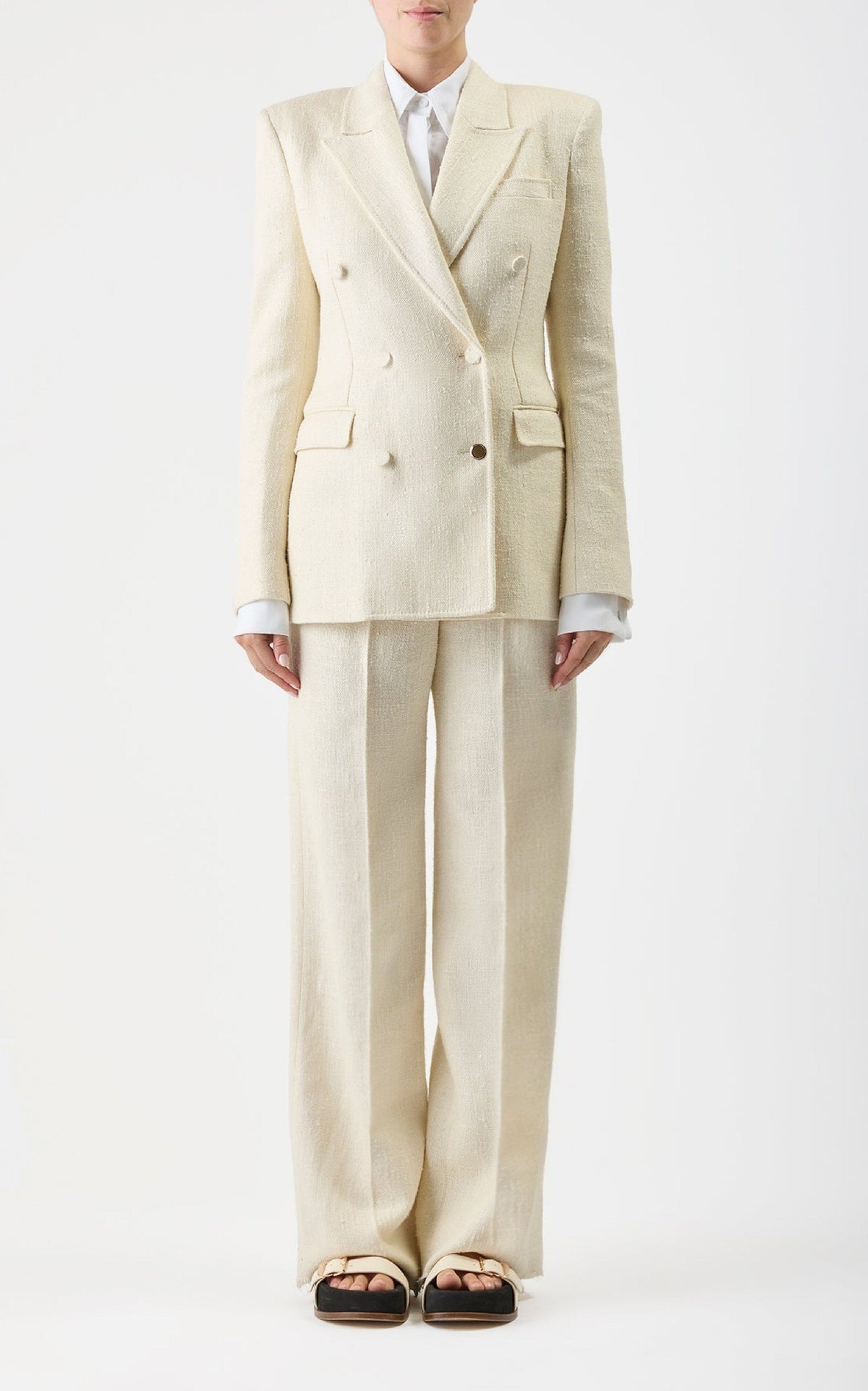 Ivory / Veste blazer Gavin en soie - Ivory