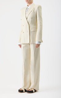 Ivory / Veste blazer Gavin en soie - Ivory
