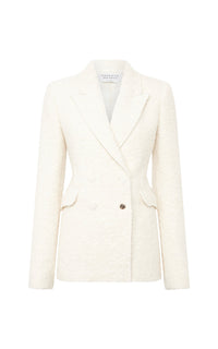 Ivory / Veste blazer Stephanie en laine et soie - Ivory