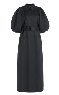 Iona Trench en noir textured lin sub
