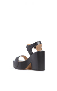 Iris Sandal (Plain) en noir lamb cuir