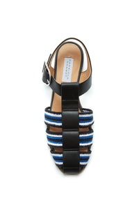 Black & Ivory & Sapphire / Sandales Calla en cuir - Black & Ivory & Sapphire