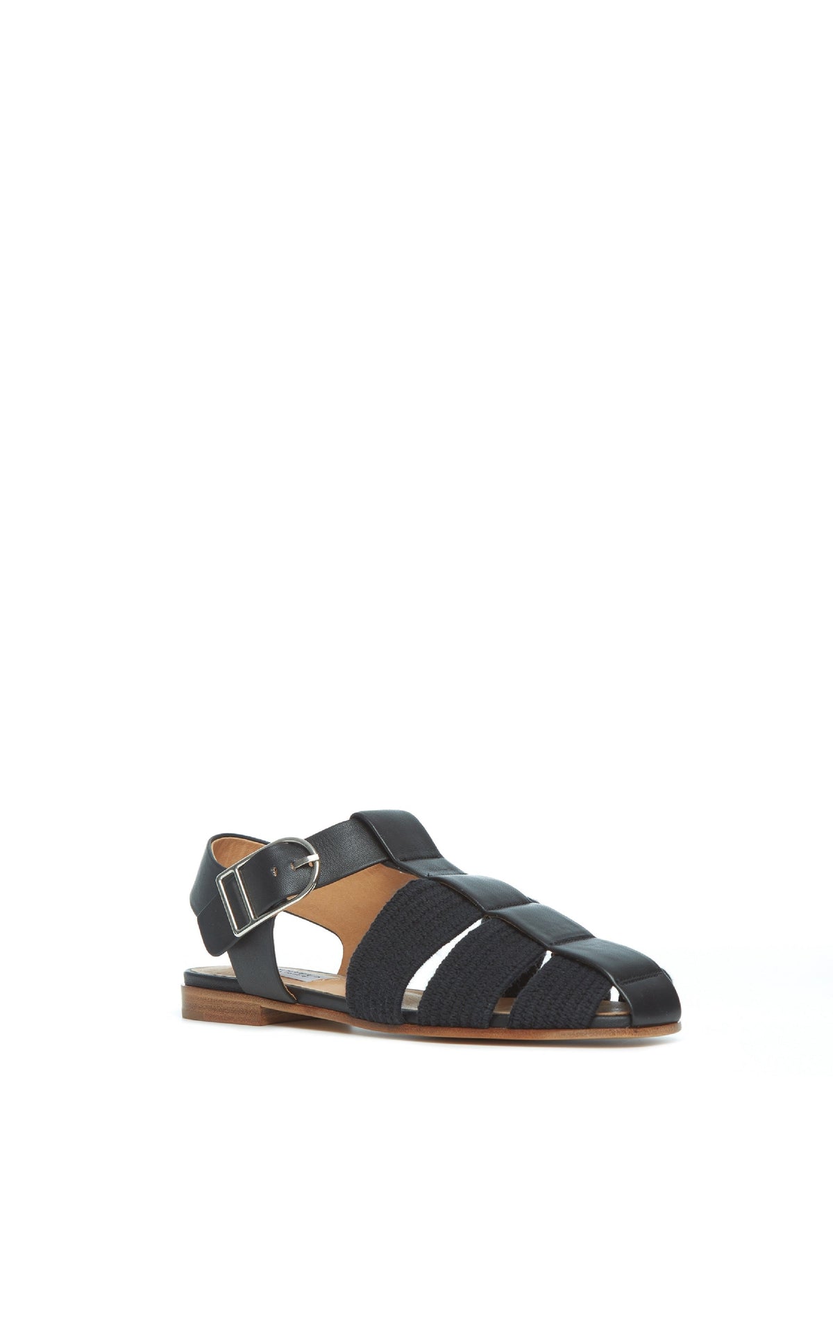 Calla Sandal en noir nappa crochet