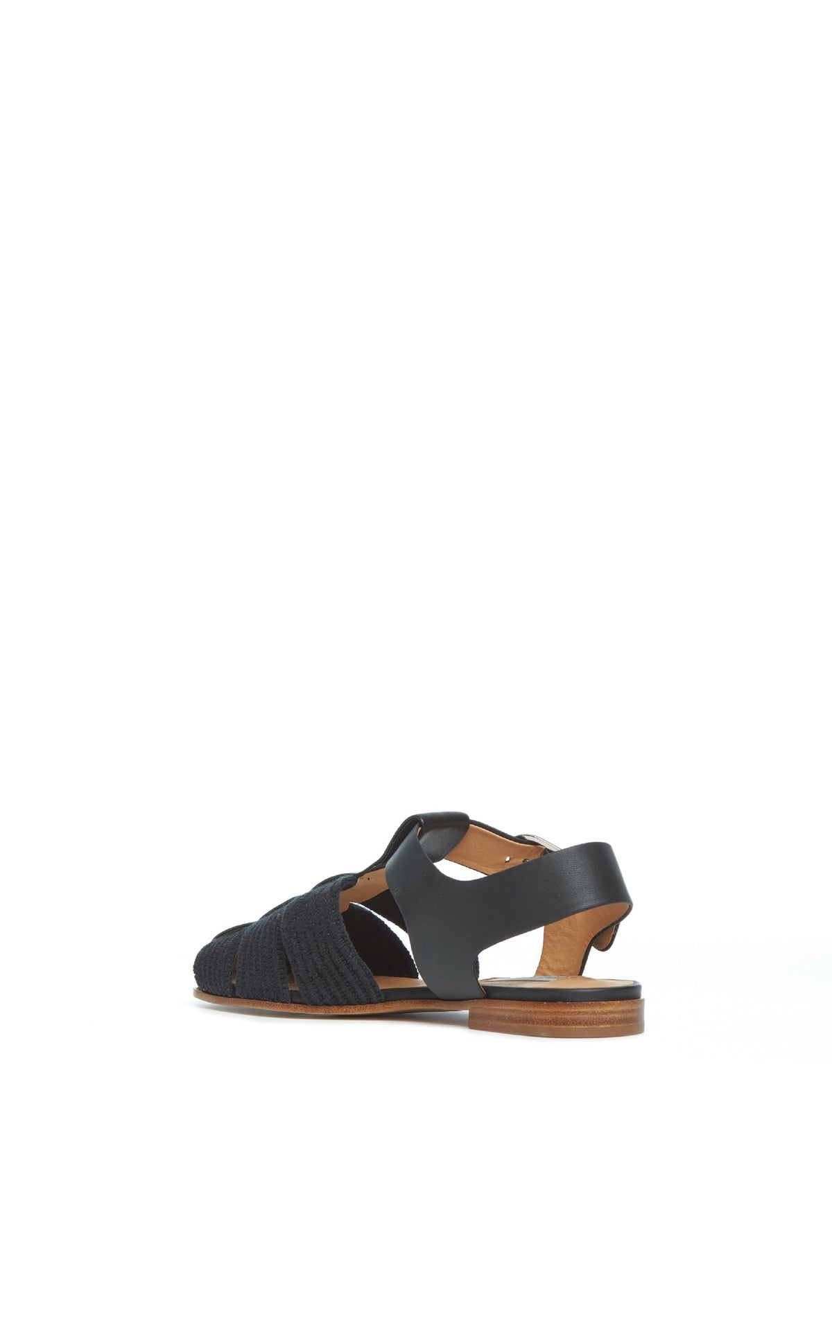 Calla Sandal en noir nappa crochet