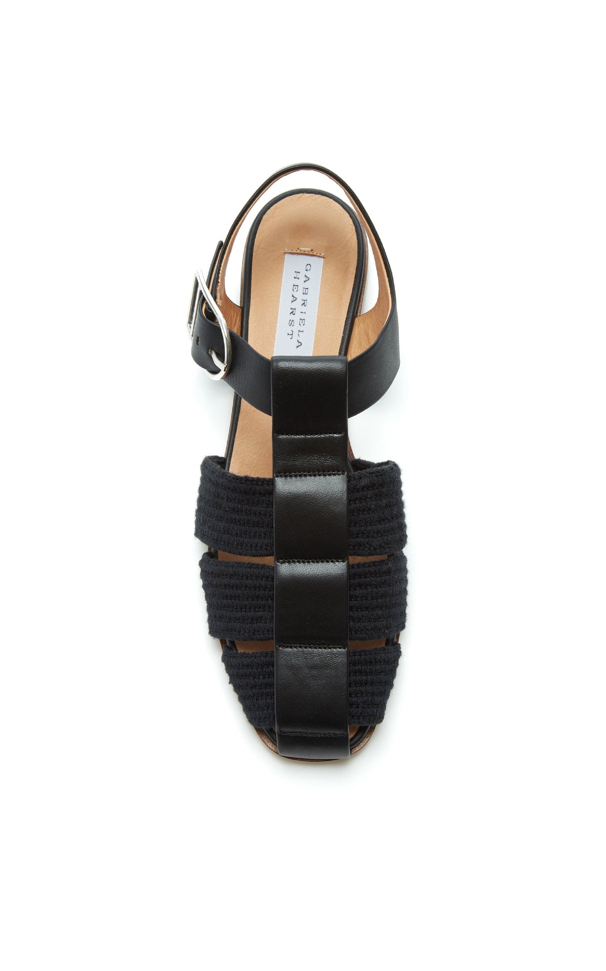 Calla Sandal en noir nappa crochet