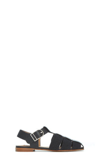 Calla Sandal en noir nappa crochet