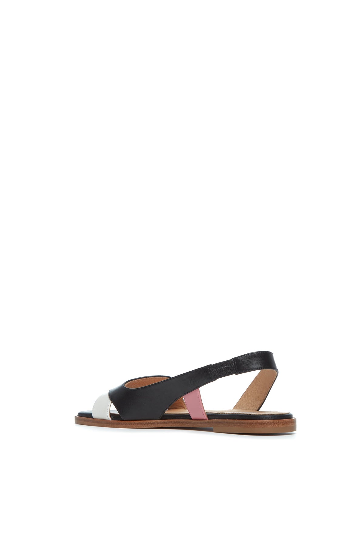 Pippa Sandal en noir / ivoire / quartz rose lamb cuir