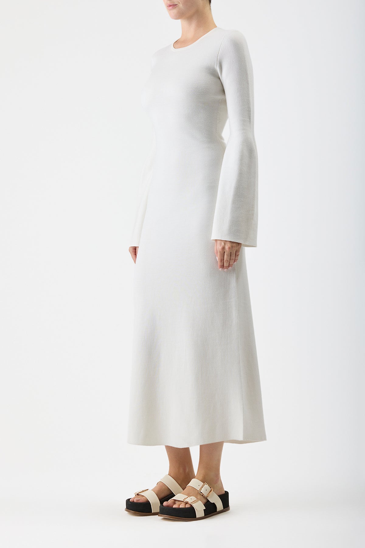 Ivory / Robe Palanco en laine et cachemire - Ivory