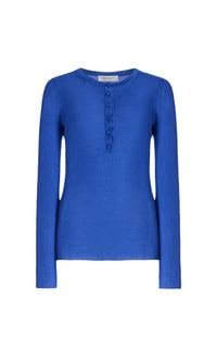 Sapphire / T-shirt col tunisien Julian en cachemire - Sapphire