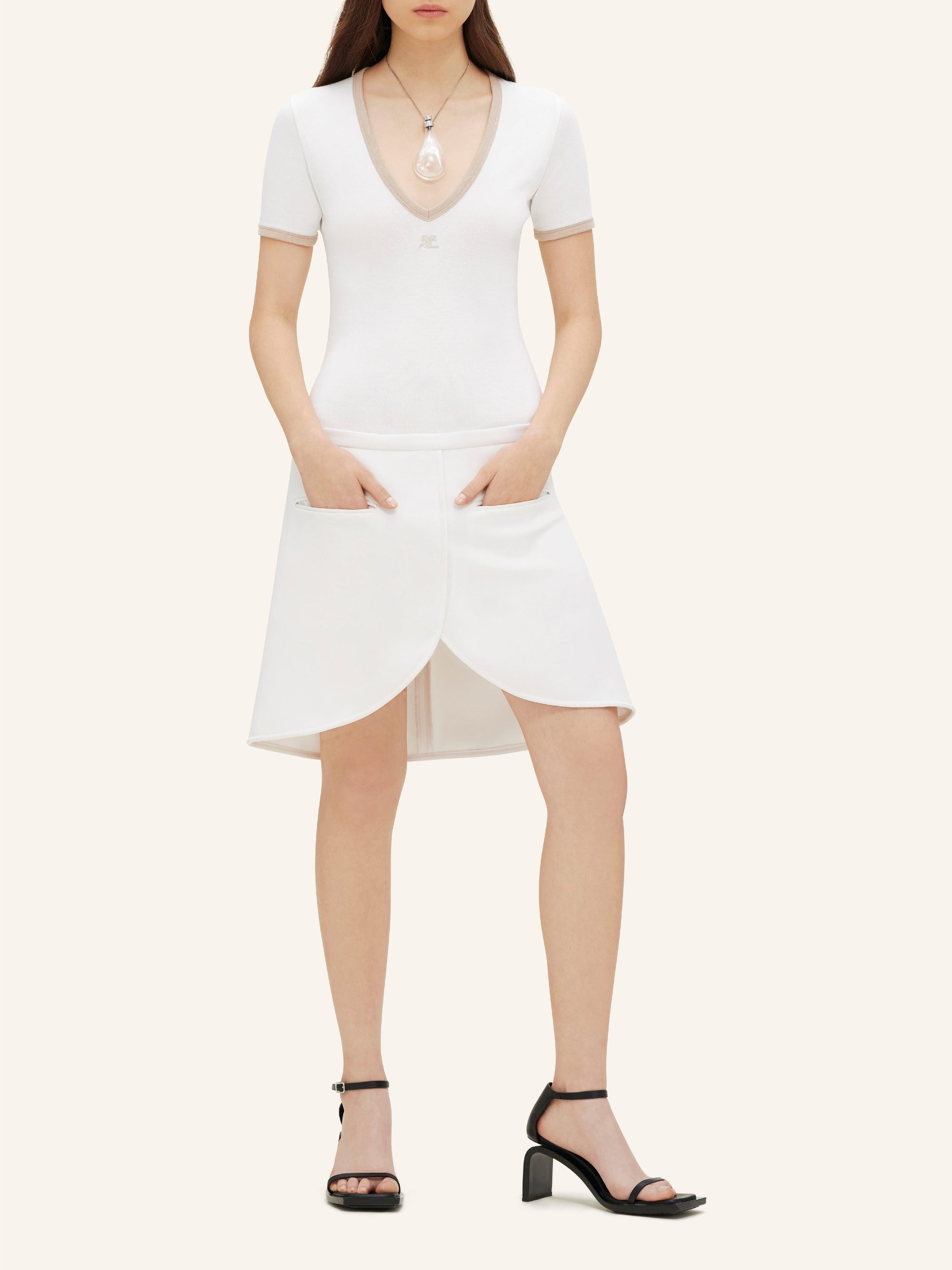 45pcs NEW / MINI JUPE ELLIPSE EN TWILL - Écru