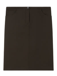Jupe droite mi-longue en sergé - Mud Brown