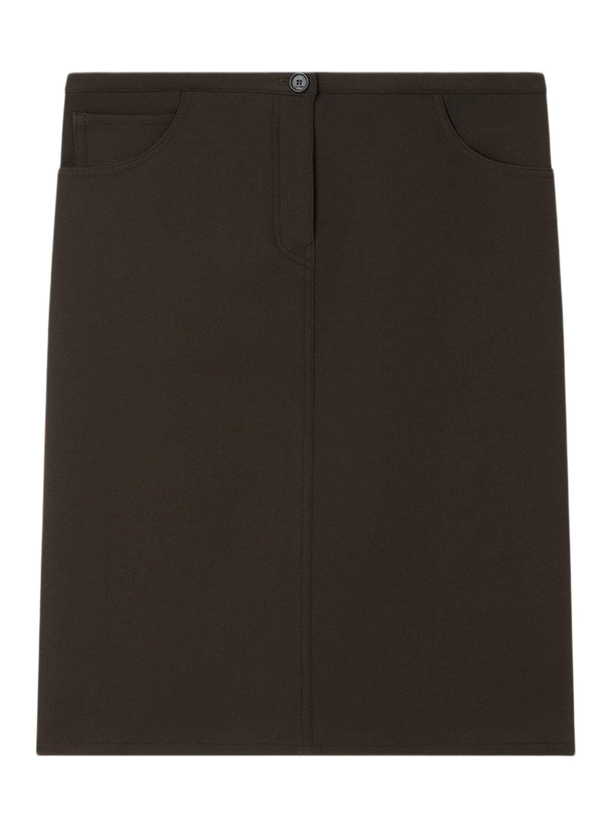 Jupe droite mi-longue en sergé - Mud Brown