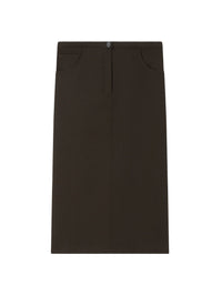 Jupe droite mi-longue en sergé - Mud Brown