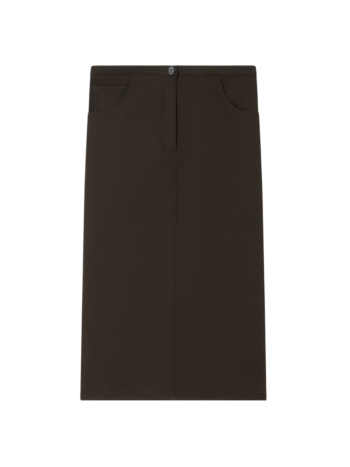 Jupe droite mi-longue en sergé - Mud Brown