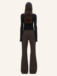 6pcs NEW / PANTALON RELAX BOOTCUT EN TWILL - Mud brown