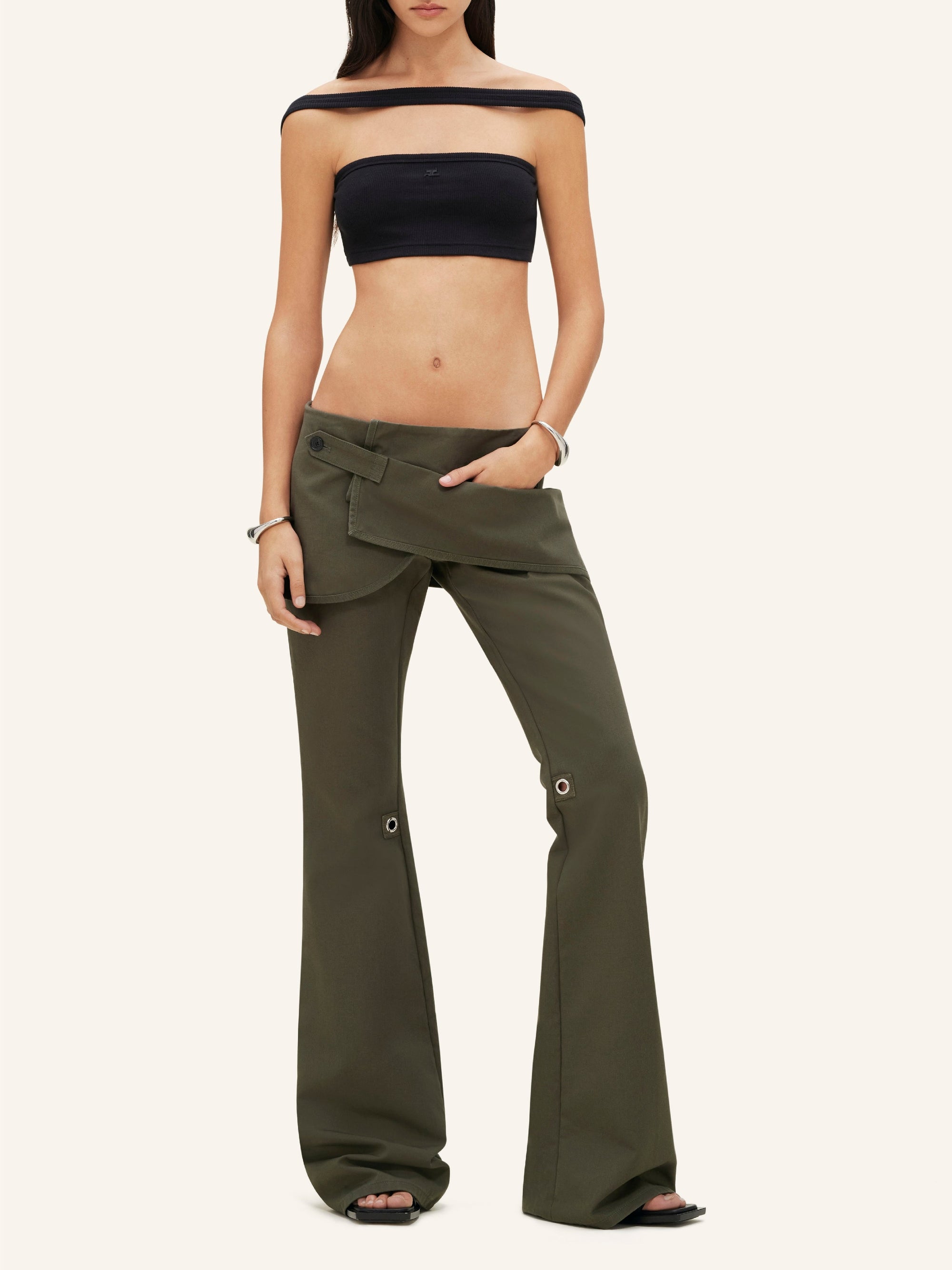 9pcs NEW / JUPE PANTALON BOOTCUT MODULAR EN COTON - Camouflage Green