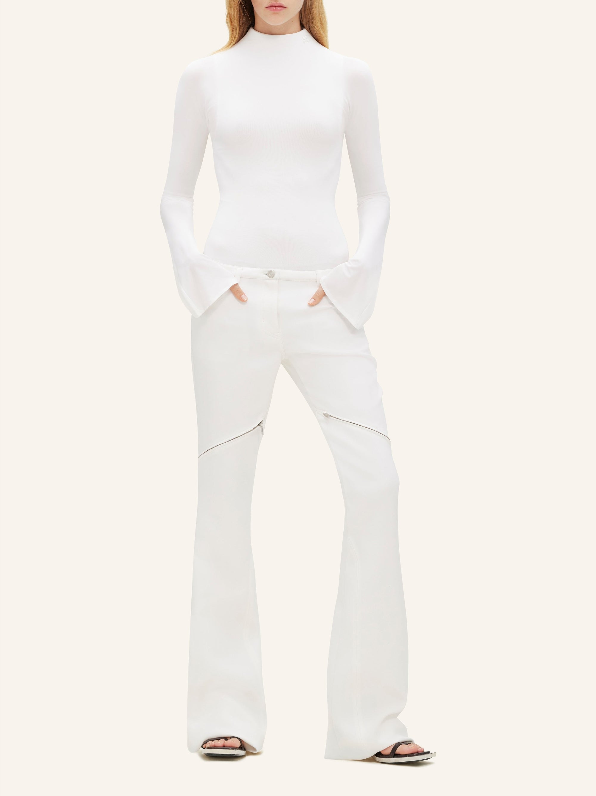 8pcs NEW / PANTALON ELLIPSE ZIPPÉ EN TWILL - Écru