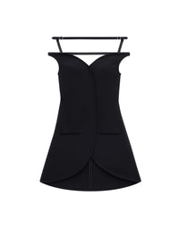 1pcs NEW / MINI ROBE BUSTIER ELLIPSE EN CRÊPE - Black