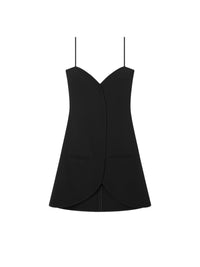 Robe Ellipse courte fines bretelles en crêpe léger - Black