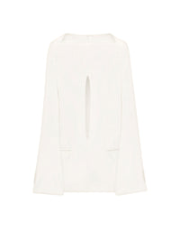 Fitted dress with a boat neckline and front opening - Heritage White