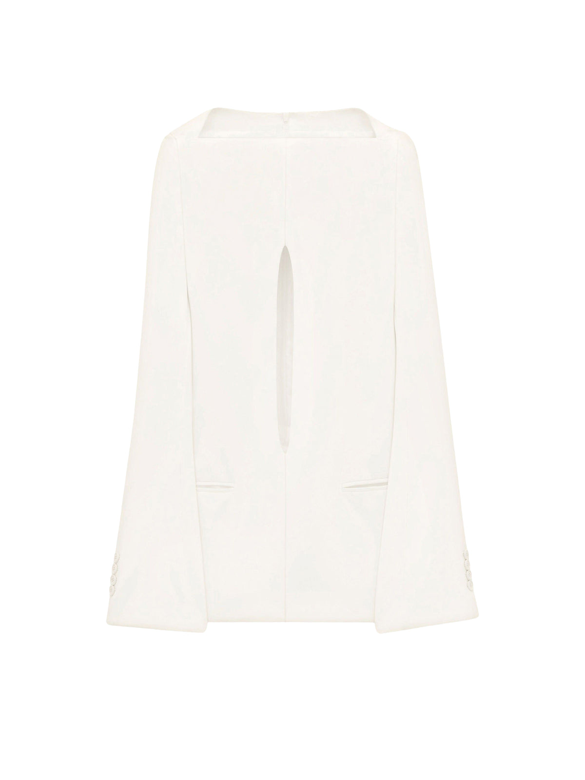 Fitted dress with a boat neckline and front opening - Heritage White