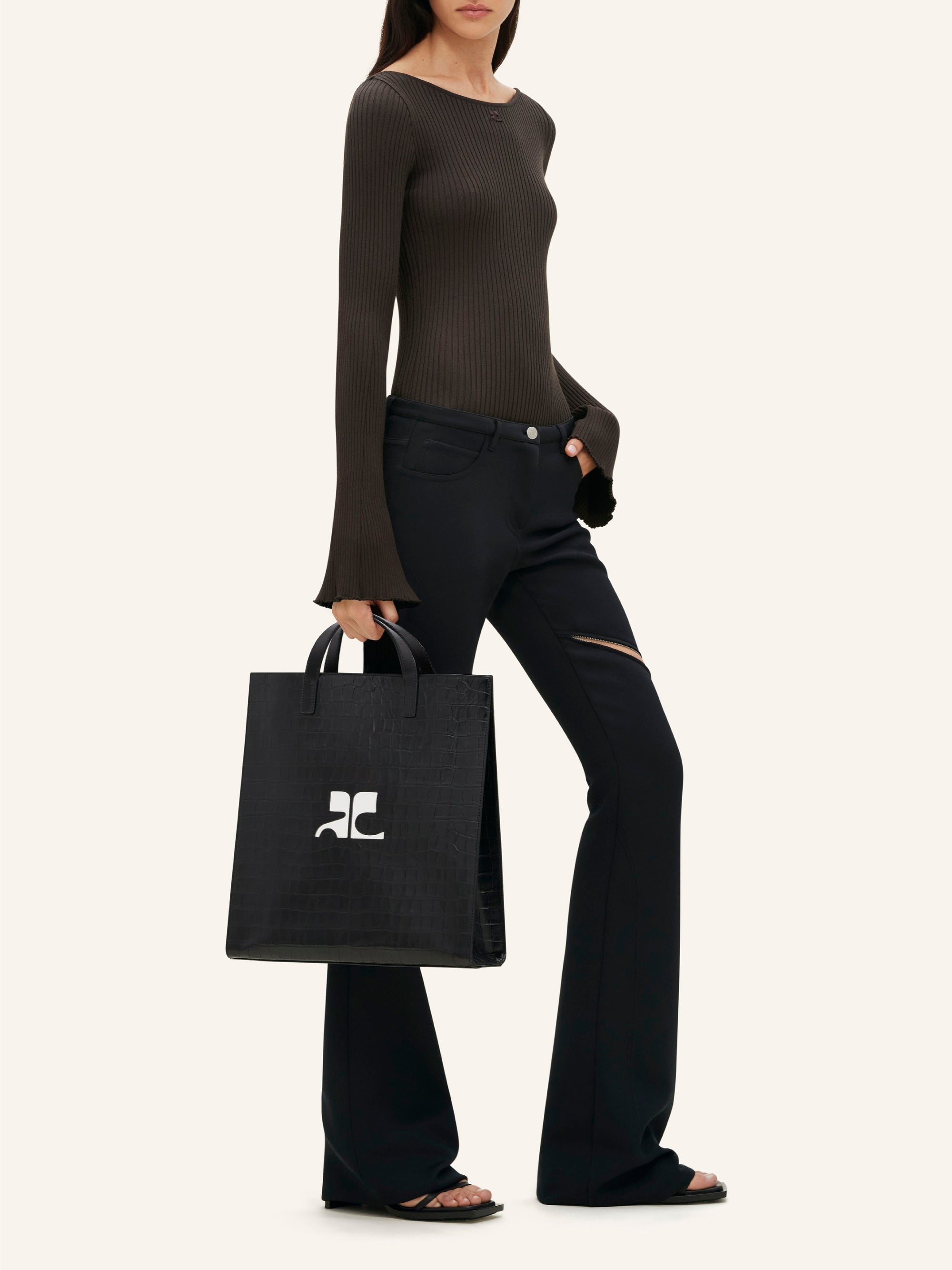 6pcs NEW / SAC TOTE AC HÉRITAGE CROCO - Black