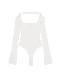 Body Hyperbole 90's en maille côtelée - Heritage White