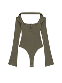 Body Hyperbole 90's en maille côtelée - Camouflage Green