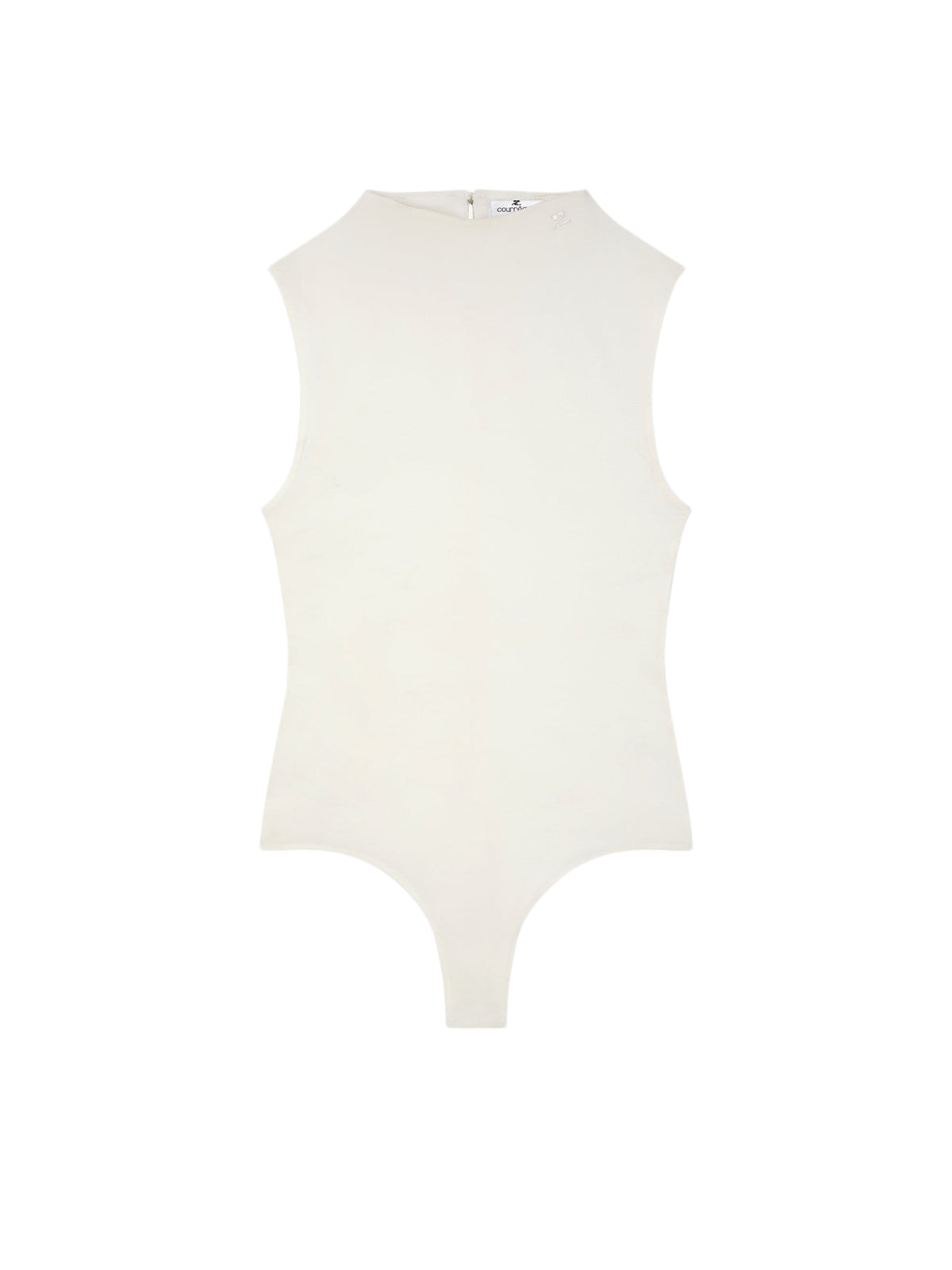 Body à col montant et manches courtes en crêpe jersey - Heritage White