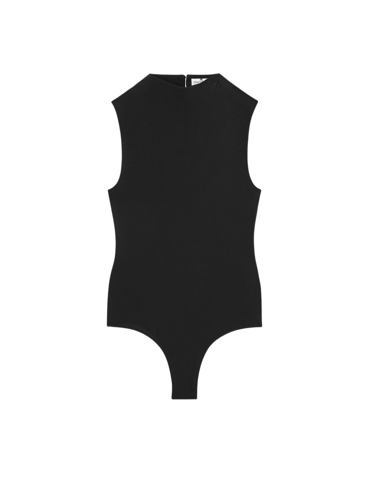 Body à col montant et manches courtes en crêpe jersey - Black