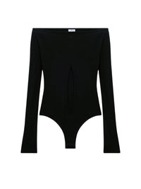 Body à encolure bateau en jersey crêpe - Black