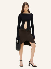 PRIX MARQUE : 150 / SLASH ELLIPSE CREPE JERSEY MINI SKIRT-36