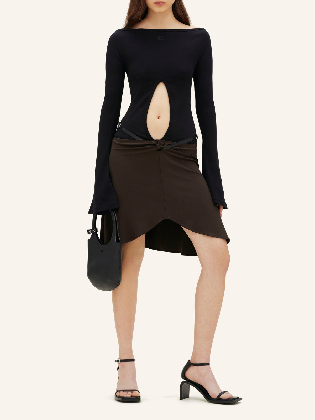 Jupe mini Slash Ellipse - Mud Brown