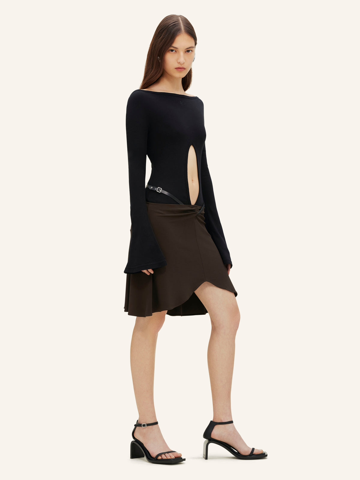 PRIX MARQUE : 150 / SLASH ELLIPSE CREPE JERSEY MINI SKIRT-36