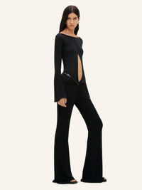 SLASH SANGLE CREPE JERSEY PANTS-36