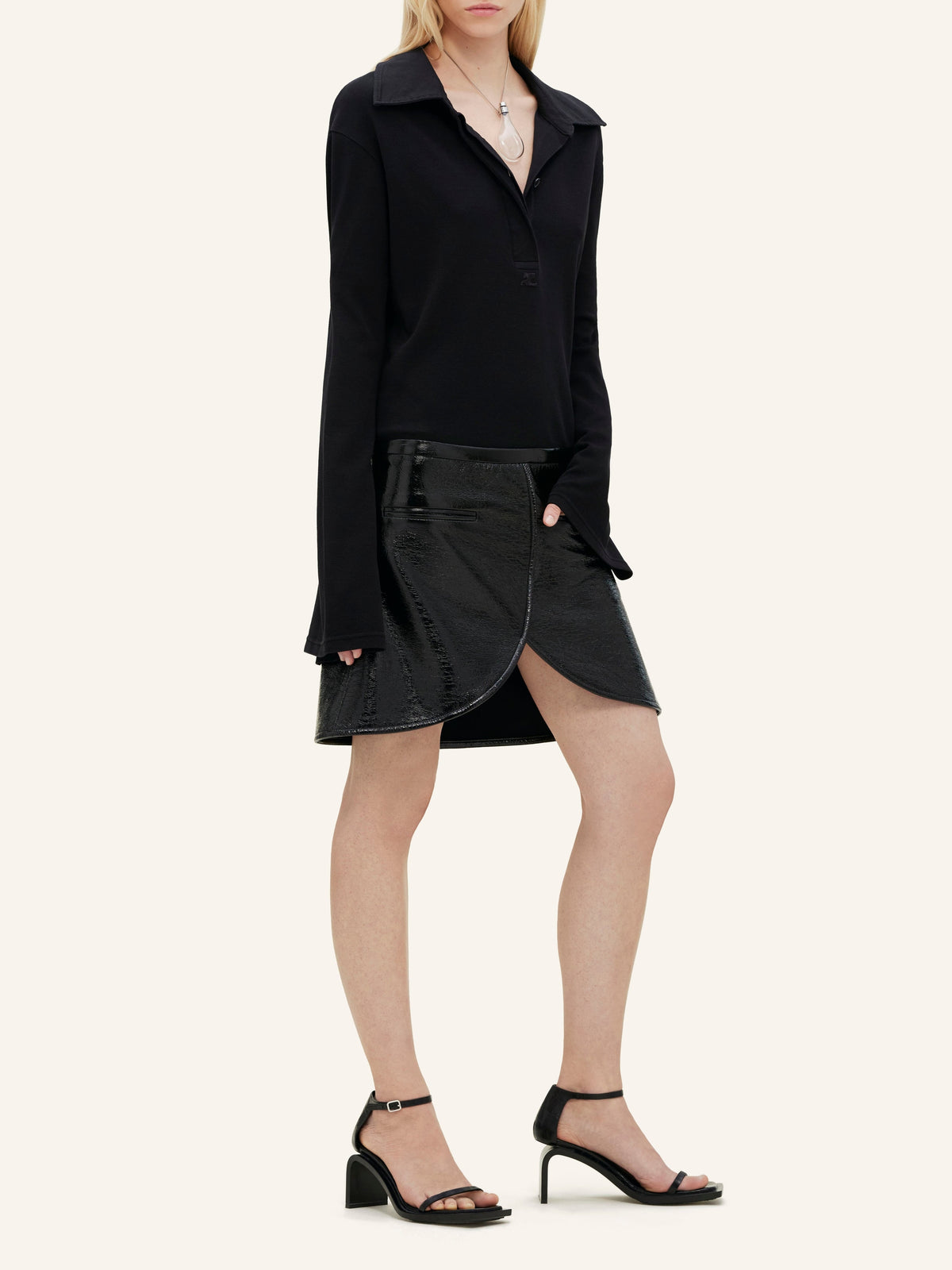 Polo manches longues - Black