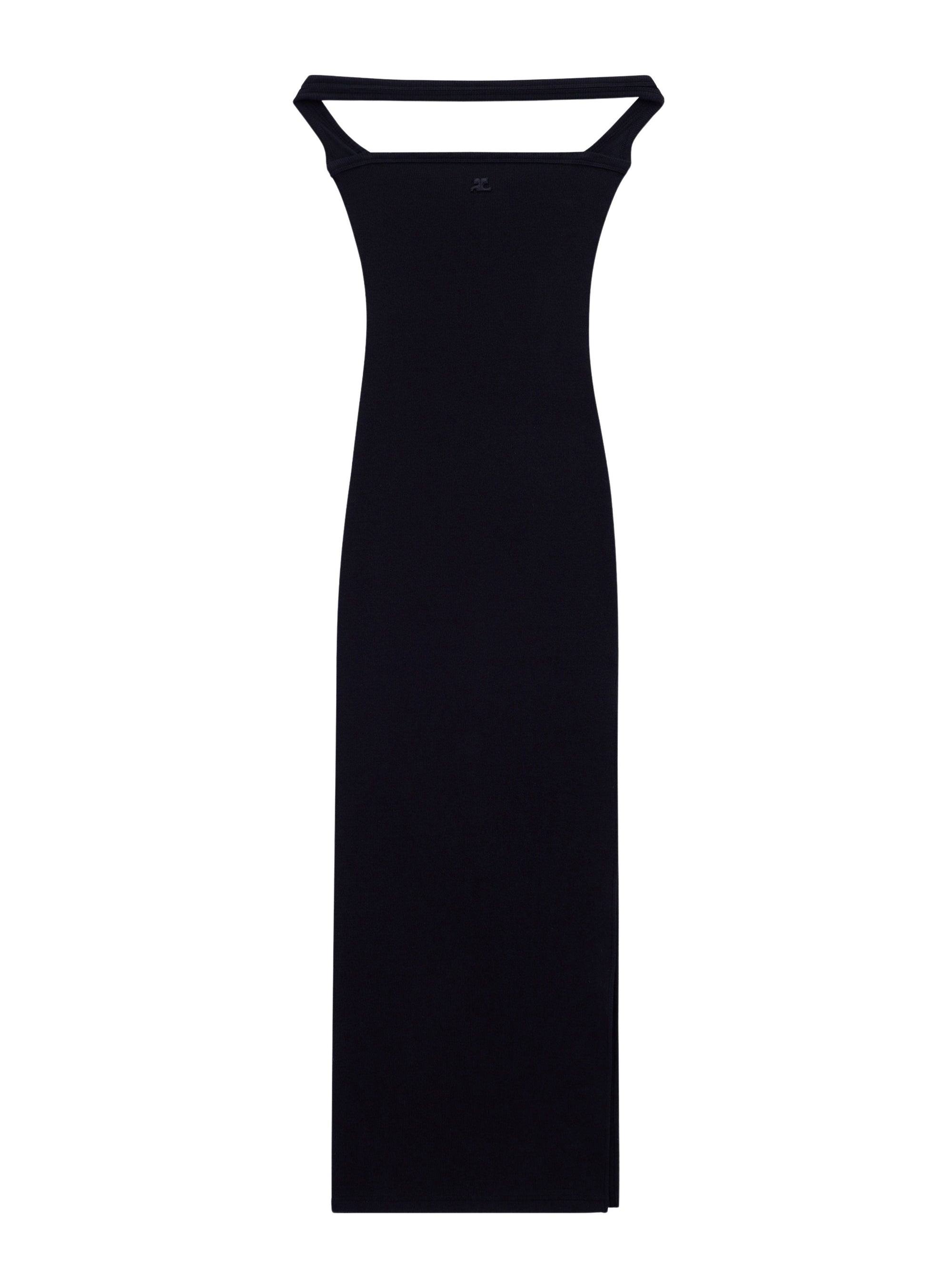 33pcs NEW / ROBE LONGUE HYPERBOLE 90'S CÔTELÉE - Black