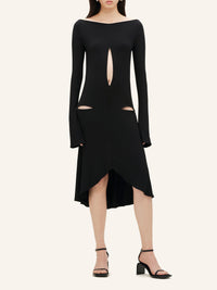 Robe drop zippé crepe jersey robe - Black