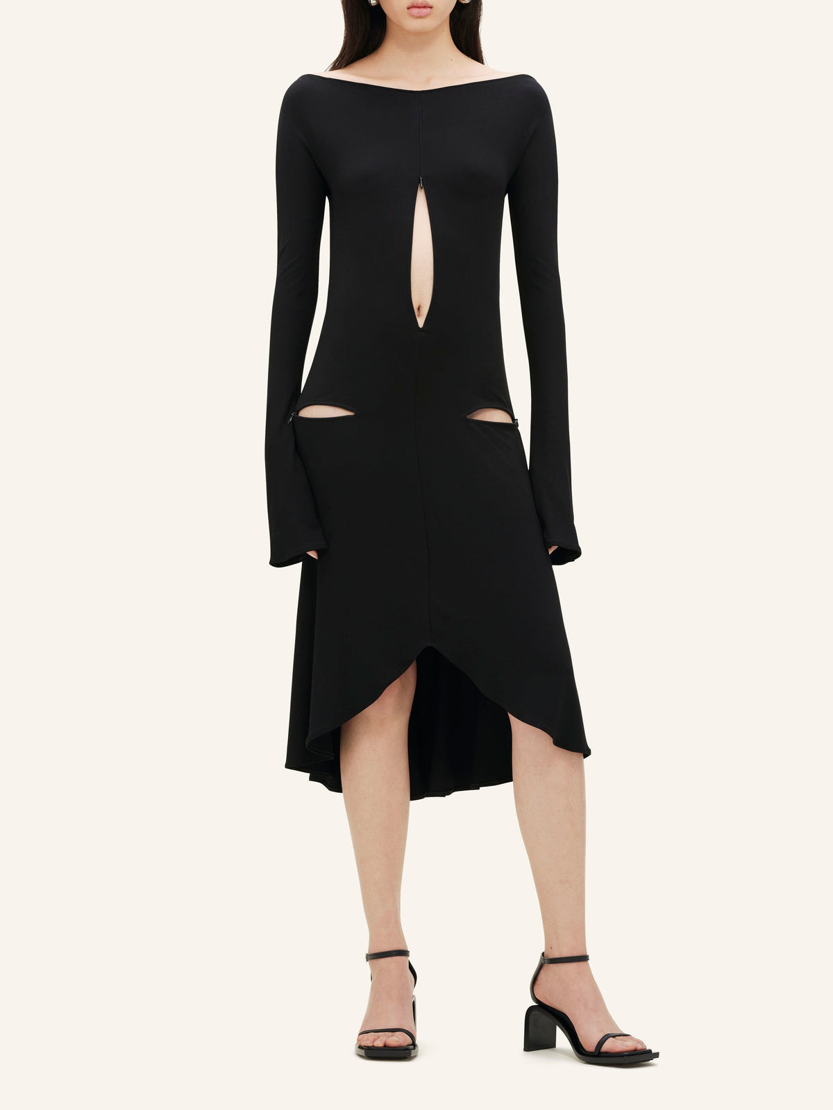Robe drop zippé crepe jersey robe - Black