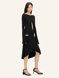 DROP ZIPPED CREPE JERSEY DRESS-36