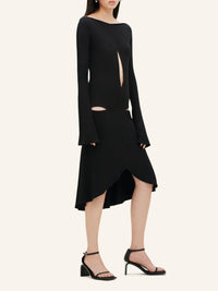 Robe drop zippé crepe jersey robe - Black